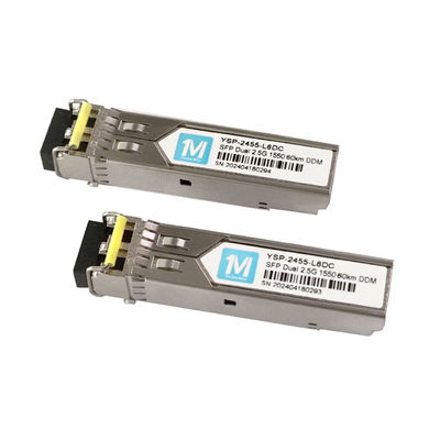 60km Entfernung 2.5G Duplex 1550nm LC Connector DDM SMF Glasfasermodul Steckfähiger SFP-Transceiver für Bandbreitennetzwerk