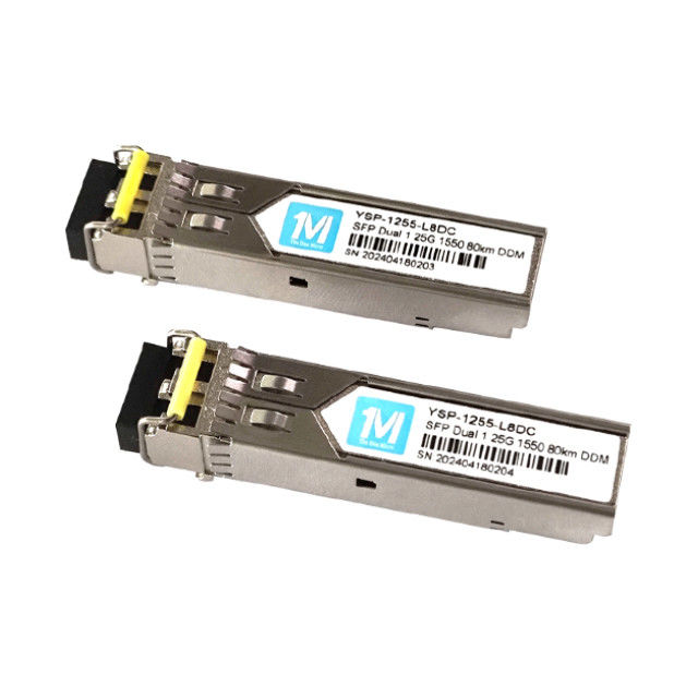 1.25G Duplex 80km 1550nm LC Connector DDM 1000BASE SMF Fiber Optic Module Steckstofffähiger SFP-Transceiver 3.3V