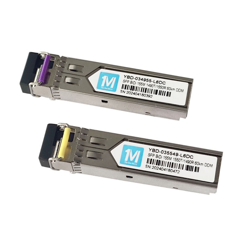 FTTX Zeitfaseroptischer Transceiver 155M BIDI 60km 1490nm/1550nm LC-Konnektor DDM WDM Simplex SFP-Modul für Zeit FTTX